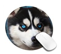1 8inch Round Mouse Pad Blue Eyed Husky Mouse Mat with Non-Slip Rubber Base Custom Computer Mouse Pads for Wireless Mouses Laptop Office Desk Accessories Gaming Mousepad