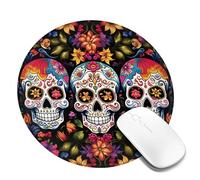 1 8inch Round Mouse Pad Colorful Flower Skulls Mouse Mat with Non-Slip Rubber Base Custom Computer Mouse Pads for Wireless Mouses Laptop Office Desk Accessories Gaming Mousepad