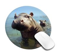 1 8inch Round Mouse Pad Cute Baby Hippos Mouse Mat with Non-Slip Rubber Base Custom Computer Mouse Pads for Wireless Mouses Laptop Office Desk Accessories Gaming Mousepad