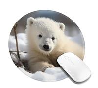 1 8inch Round Mouse Pad Cute Baby Polar Bear Mouse Mat with Non-Slip Rubber Base Custom Computer Mouse Pads for Wireless Mouses Laptop Office Desk Accessories Gaming Mousepad