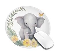 1 8inch Round Mouse Pad Cute Elephant with Wreath and Little Duck Mouse Mat with Non-Slip Rubber Base Custom Computer Mouse Pads for Wireless Mouses Laptop Office Desk Accessories Gaming Mousepad