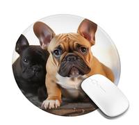1 8inch Round Mouse Pad Cute French Bulldog Mouse Mat with Non-Slip Rubber Base Custom Computer Mouse Pads for Wireless Mouses Laptop Office Desk Accessories Gaming Mousepad