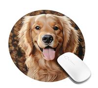 1 8inch Round Mouse Pad Cute Golden Retriever Mouse Mat with Non-Slip Rubber Base Custom Computer Mouse Pads for Wireless Mouses Laptop Office Desk Accessories Gaming Mousepad