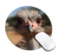 1 8inch Round Mouse Pad Cute Ostrich Mouse Mat with Non-Slip Rubber Base Custom Computer Mouse Pads for Wireless Mouses Laptop Office Desk Accessories Gaming Mousepad