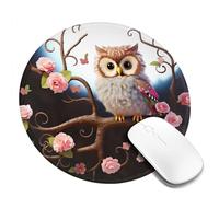 1 8inch Round Mouse Pad Cute Owl Tree Flowers and Squirrel Mouse Mat with Non-Slip Rubber Base Custom Computer Mouse Pads for Wireless Mouses Laptop Office Desk Accessories Gaming Mousepad