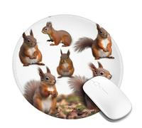 1 8inch Round Mouse Pad Cute Squirrels Mouse Mat with Non-Slip Rubber Base Custom Computer Mouse Pads for Wireless Mouses Laptop Office Desk Accessories Gaming Mousepad
