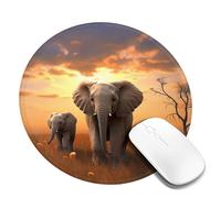 1 8inch Round Mouse Pad Cute Wild Elephant Mouse Mat with Non-Slip Rubber Base Custom Computer Mouse Pads for Wireless Mouses Laptop Office Desk Accessories Gaming Mousepad
