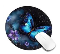 1 8inch Round Mouse Pad Galaxy Blue Butterfly Mouse Mat with Non-Slip Rubber Base Custom Computer Mouse Pads for Wireless Mouses Laptop Office Desk Accessories Gaming Mousepad