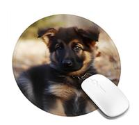 1 8inch Round Mouse Pad German Shepherd Puppy Mouse Mat with Non-Slip Rubber Base Custom Computer Mouse Pads for Wireless Mouses Laptop Office Desk Accessories Gaming Mousepad