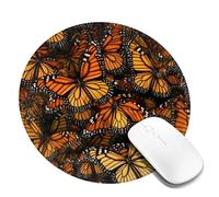 1 8inch Round Mouse Pad Heaps of Orange Monarch Butterflies Mouse Mat with Non-Slip Rubber Base Custom Computer Mouse Pads for Wireless Mouses Laptop Office Desk Accessories Gaming Mousepad