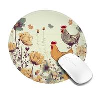 1 8inch Round Mouse Pad Hen Flying Butterflies Among Flowers Mouse Mat with Non-Slip Rubber Base Custom Computer Mouse Pads for Wireless Mouses Laptop Office Desk Accessories Gaming Mousepad