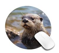 1 8inch Round Mouse Pad Otter Playing in The Water Mouse Mat with Non-Slip Rubber Base Custom Computer Mouse Pads for Wireless Mouses Laptop Office Desk Accessories Gaming Mousepad