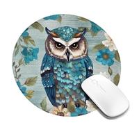 1 8inch Round Mouse Pad Owl Spring Flowers Turquoise Mouse Mat with Non-Slip Rubber Base Custom Computer Mouse Pads for Wireless Mouses Laptop Office Desk Accessories Gaming Mousepad