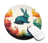 1 8inch Round Mouse Pad Rainbow Rabbit Mouse Mat with Non-Slip Rubber Base Custom Computer Mouse Pads for Wireless Mouses Laptop Office Desk Accessories Gaming Mousepad