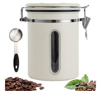1.8L Airtight Coffee Canister with Date Tracker & Transparent Window, Coffe Beans Storage Jar with Valve & 30ML Measuring Scoop, Kitchen Food Storage Container for Grounds Coffee,Tea, Sugar, Nuts