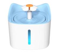 1.8L Automatic Cat Water Fountain w/Led Night Light and Level Window Ultra-Quiet Flower Style Pet Drinking for Cats and Small Dogs(Blu)