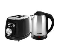1.8L Cordless Electric Kettle & 2 Slice Bread Toaster Set Geepas Black One Size