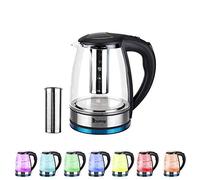 1.8L Electric Kettle, 2000W, Fast Boil Glass Kettle with 7 Colors LED, Auto Shut-Off and Boil-Dry Protection