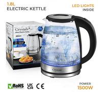 1.8L Electric Kettle Glass 360 Blue Led Illuminated Portable Jug 1500W