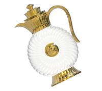 1.8l Glass Water Pitcher with Lid, Vintage Arabic Style, Wide Handle Jug | Golden Metal-edged Base, Wide Mouth and Spout, Decorative Body, Suitable for Juice, Cold Coffee, Summer Gatherings