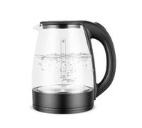 1.8L Multi-Use Glass Electric Kettle, 1500 Watt Water Kettle with Blue LED, Heat- Resistant Glass, BPA- Free,Stainless Steel Base & Overheating Protection,Fast and Quiet Boil,UK Plug Black
