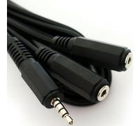 1.8m - 3.5mm 4 Pole Splitter Y/T Cable - Camera TRRS Jack Plug to 2 Socket Lead - ALL CONNECTIONS ARE 4 POLE