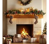 1.8M/6FT Christmas Garland, Christmas Garland with Lights for Stair Fireplace, Decoration Christmas Garlands with Pinecones Berries for Doors Xmas Tree Garden Yard Store Decor