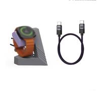 1 8m Cable Silicone Dock Stand for Samsung Watch 8 Stable Holder Charging Accessory for Desk and Nightstand (gray purple)