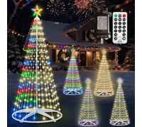 1.8m Christmas Cone Tree Lights Outdoor, 252LEDs Christmas Tree Cone Lights Multicolor&Warm White, Christmas Decorations Light with 11Modes,Dimmable,Timer for Porch Yard Outside Decoration