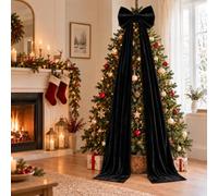 1.8M Giant Black Bow Halloween Decorations, Christmas Bow Tree Topper | Large 3D Tree Topper Bow, Bow Decorations for Window Wall Mantle Wreath Door Wedding Birthday Party Holiday Xmas Decor