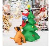 1.8m Inflatable LED Dog Chase Santa to Christmas Tree Outdoor Indoor Decoration