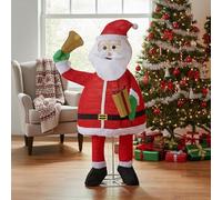 1.8M Lighted Santa Claus Holding Bell Christmas Yard Decorations, Pre-lit Pull Up Santa with 200 Warm White LEDs, for Xmas Outdoor Holiday Indoor Decor Lighted Holiday Displays
