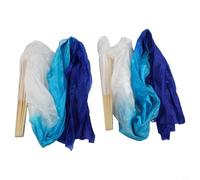 1.8m Long Dancing Fan Pair for Professional For Stage Use with 16 Fan Bones and Drape-Friendly Silk Material (Blue)