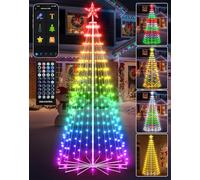 1.8M Smart Christmas Cone Tree with Custom Display, APP Control DIY Tree Light Up Colour Changing, Music Dimmable Star Topper Mains Powered Waterproof for Indoor Outdoor Party Home Decorations