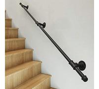 1.8m Stair il for Indoor/Outdoor Steps - Black Wrought Iron Railing Support Bar for Elderly & Disabled Safety Sturdy Staircase Grab Bar Easy Install