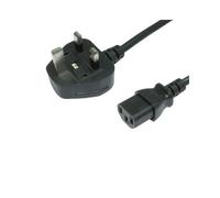 1.8M Uk 3 Pin Plug To Iec C13 (Kettle) 5 Amp Fuse Mains Extension Cable - Black