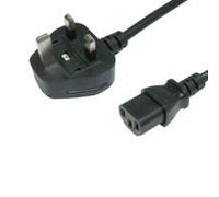 1.8m UK 3 Pin Plug To IEC C13 (Kettle) 5 Amp Fuse Mains Extension Cable - Black