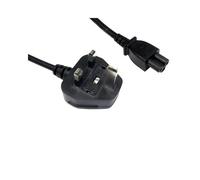 1.8M Uk 3 Pin Plug To Iec C5 (Clover) 5 Amp Fuse Mains Extension Cable - Black