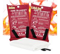 1.8M x 1.2M &1M x 1M Fire Blanket,2 Pack Fiberglass Fire Guard Emergency Blanket Set,Survival Blanket Fire Suppression Welding Blanket for Car,Office, School,Warehouse,Caravan,Garage