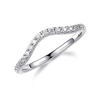 1.8mm Moissanite Curved Wedding Band for Women, White Gold Sterling Silver, Created Moissanite