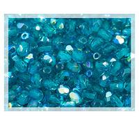 1.8oz (50g, Approx. 600 Beads) Faceted Fire Polished Pressed Czech Glass Beads 4mm (0.16in), Aqua Blue AB 60150 27801