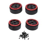 1.9 Inch 4pcs Carbon Fiber Wheel Hub with Brake Disc, RC Car Wheel Hub Replacement, Aluminum Alloy and Carbon Fiber Material for 1/10 RC Cars Like SCX10 RR10, and Durabl (Red)