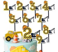 1-9 Number Construction Cake Topper Cake Decoration Digger Construction Cupcake Topper Building Crane Engineering Hat Acrylic Numbers Cake Toppers Cake Decoration Construction Cake Decoration Birthday