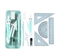 1 9-Piece Geometry Tool Set with Storage Case, Compasses & Rulers for Classroom Geometry Set for Students
