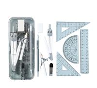 1. 9-Piece Geometry Tool Set with Storage Case Compasses & Rulers for Classroom Safe School Compass Kits