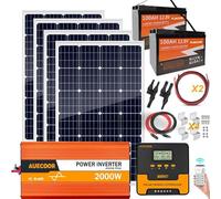1.92KWH Complete Solar Panel Kit for RV Off Grid Solar System |2x100Ah LiFePO4 Lithium Batteries| 4x120W Mono Rigid Solar Panels |2000W Power Inverter|MPPT Controller|Trailer, Camper, Marine