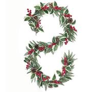 1.95M Christmas Garland with Pine Needles, Red Berries and Pinecones, Holiday Greenery Garland with 100 Tips, 16 Berries & 8 Pinecones, Lifelike Artificial Garland for Xmas Indoor Outdoor Decoration