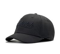 1.96'' Short Brim Stretch Fitted Baseball Caps Men's Letter Structured Cap Curved Brim Elastic Closed Back Hat K394, Black, 7/ 7 1/2