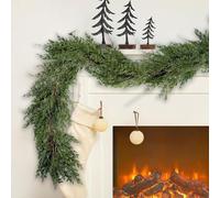 1.98 m Christmas Garland Made of Pine Wood - Realistic Cedar Garland, Artificial Pine Cypress Garland for Christmas, Holiday, Fireplace, Centrepiece (Green)