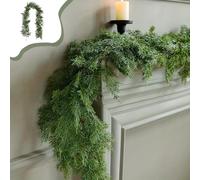 1.9m Real Touch Cedar Garland, Green Artificial Christmas Garland - Realistic Greenery, Plain and Luxury, for Fireplace Mantel, Stairs, Door, Windows and Banister, Indoor & Outdoor (1)